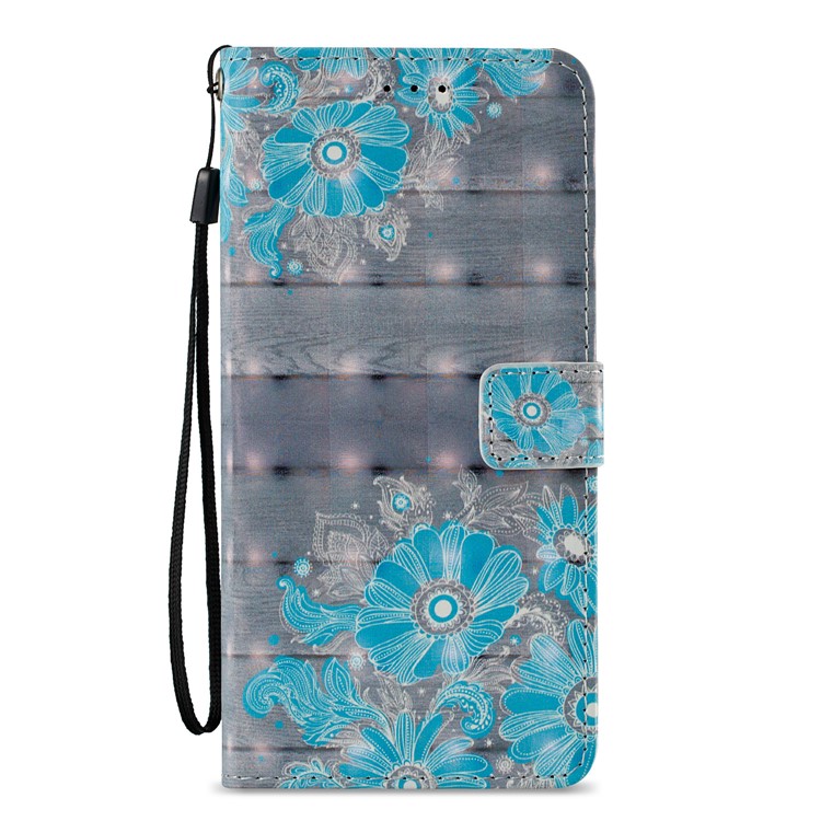 Pattern Printing Leather Wallet Protection Flip Cover for Samsung Galaxy S9+ G965 - Blue Flower-3