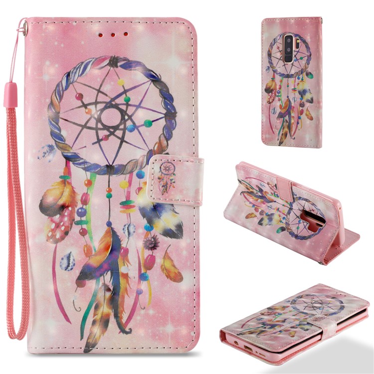 Pattern Printing Leather Wallet Cellphone Cover for Samsung Galaxy S9+ G965 - Pink Dream Catcher-1