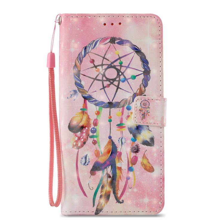 Pattern Printing Leather Wallet Cellphone Cover for Samsung Galaxy S9+ G965 - Pink Dream Catcher-3