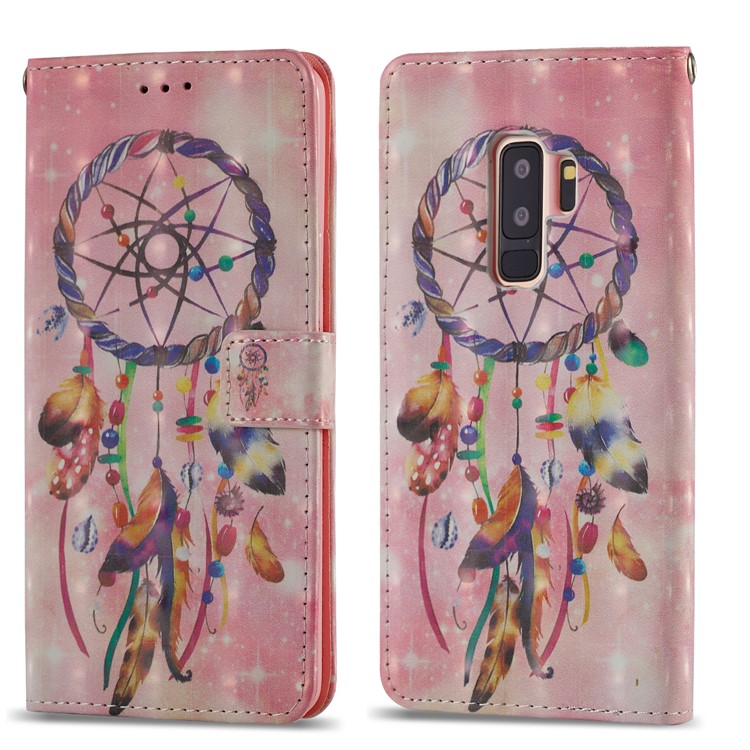 Pattern Printing Leather Wallet Cellphone Cover for Samsung Galaxy S9+ G965 - Pink Dream Catcher-4