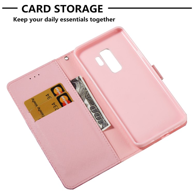 Pattern Printing Leather Wallet Cellphone Cover for Samsung Galaxy S9+ G965 - Pink Dream Catcher-6