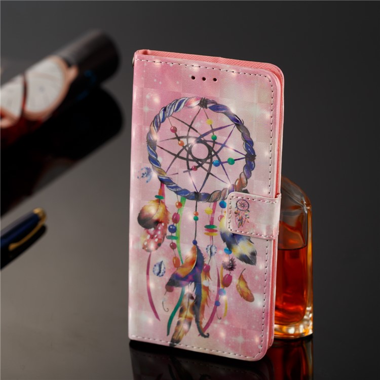 Pattern Printing Leather Wallet Cellphone Cover for Samsung Galaxy S9+ G965 - Pink Dream Catcher-7