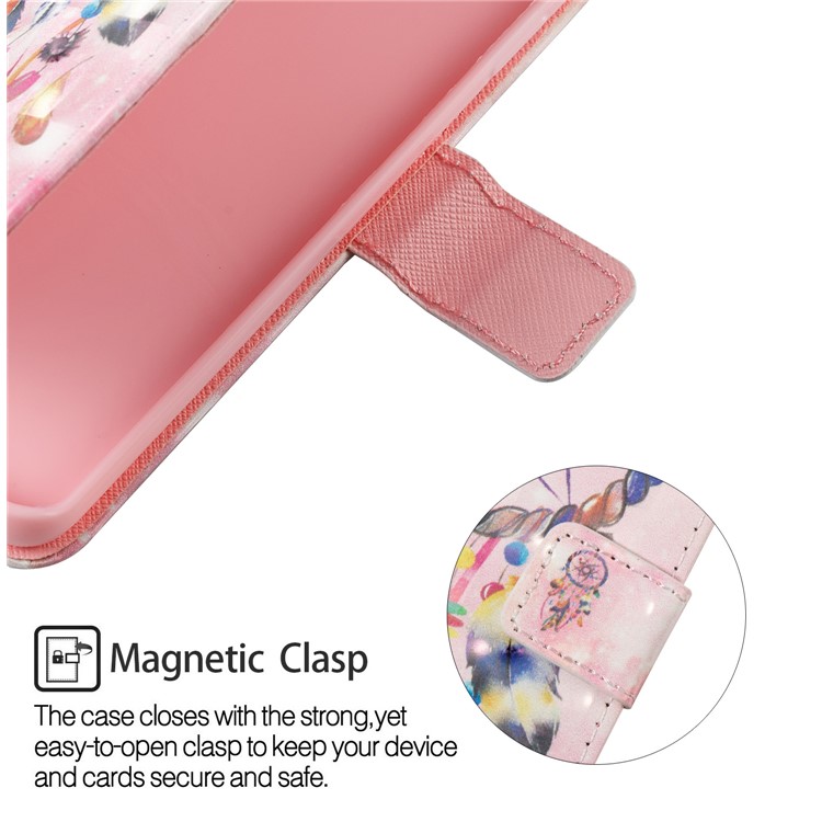 Pattern Printing Leather Wallet Cellphone Cover for Samsung Galaxy S9+ G965 - Pink Dream Catcher-8