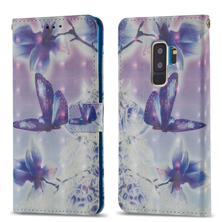 Pattern Printing Leather Wallet Phone Protective Casing for Samsung Galaxy S9+ G965 - Butterfly-4