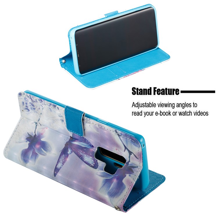 Pattern Printing Leather Wallet Phone Protective Casing for Samsung Galaxy S9+ G965 - Butterfly-5