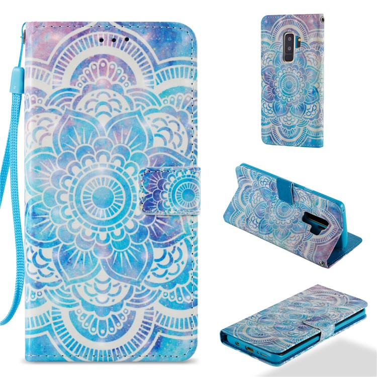 For Samsung Galaxy S9+ G965 Pattern Printing Leather Wallet Mobile Case - Mandala-1