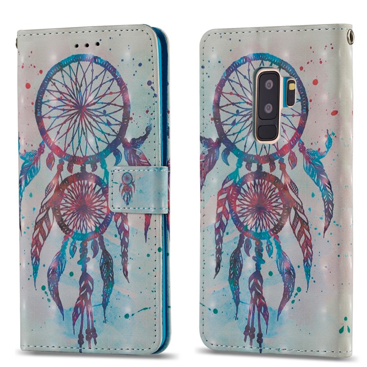 Pattern Printing Leather Wallet Phone Case for Samsung Galaxy S9+ G965 - Blue Dream Catcher-4