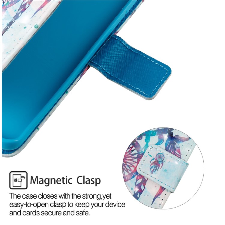 Pattern Printing Leather Wallet Phone Case for Samsung Galaxy S9+ G965 - Blue Dream Catcher-6