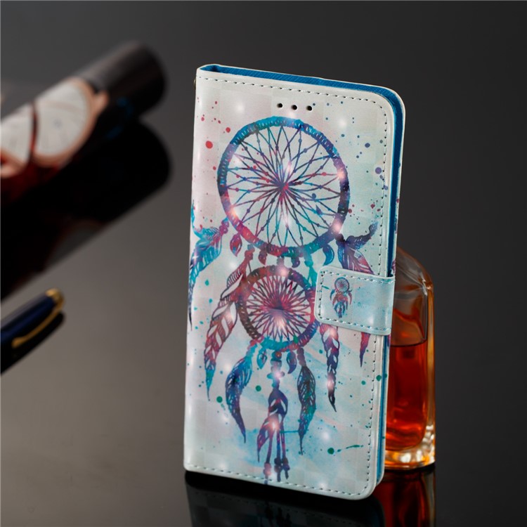 Pattern Printing Leather Wallet Phone Case for Samsung Galaxy S9+ G965 - Blue Dream Catcher-8