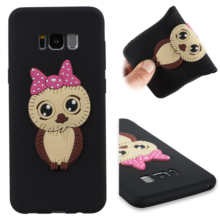 Cute 3D Female Owl TPU Soft Phone Case for Samsung Galaxy S8 Plus SM-G955 - Black-1