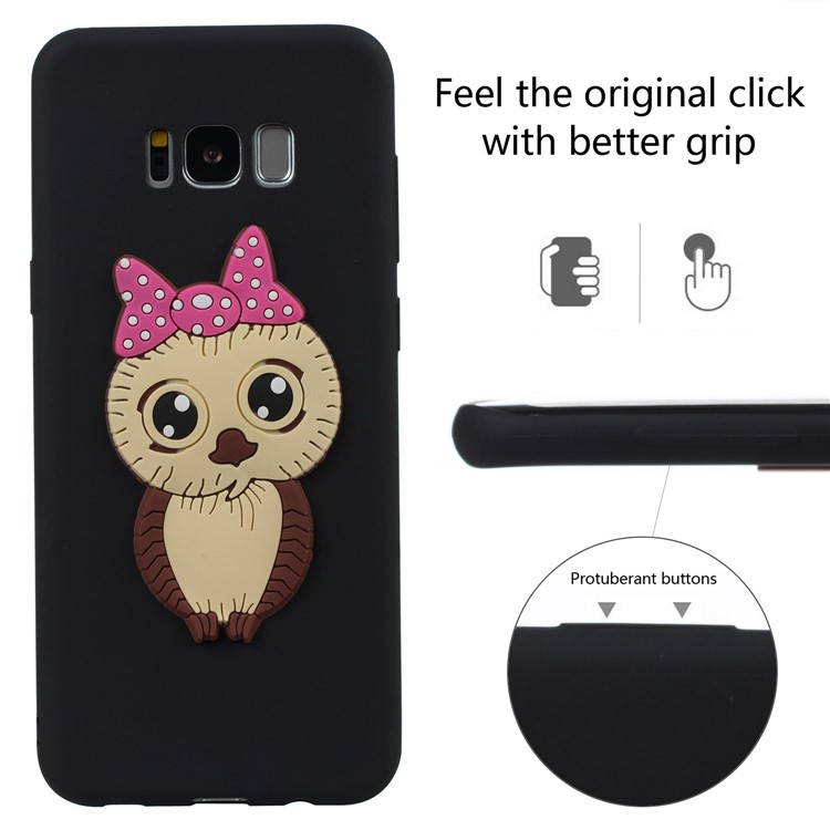 Cute 3D Female Owl TPU Soft Phone Case for Samsung Galaxy S8 Plus SM-G955 - Black-3