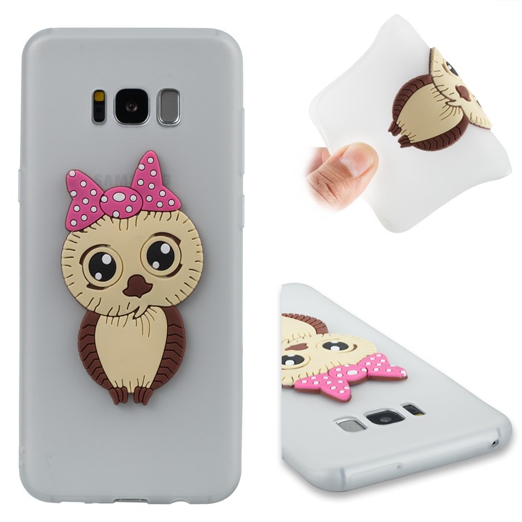 Cute 3D Female Owl TPU Soft Phone Cover for Samsung Galaxy S8+ SM-G955 - White-1