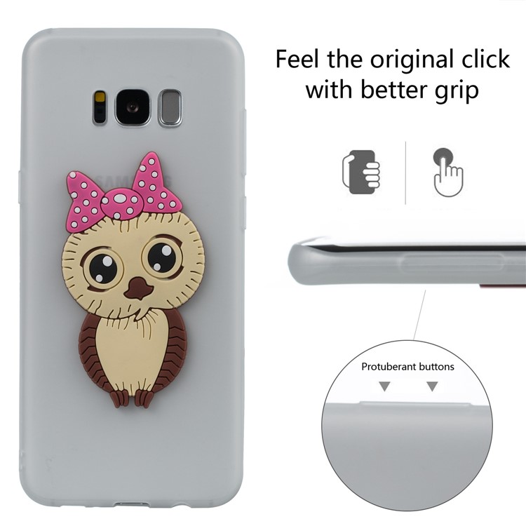 Cute 3D Female Owl TPU Soft Phone Cover for Samsung Galaxy S8+ SM-G955 - White-3