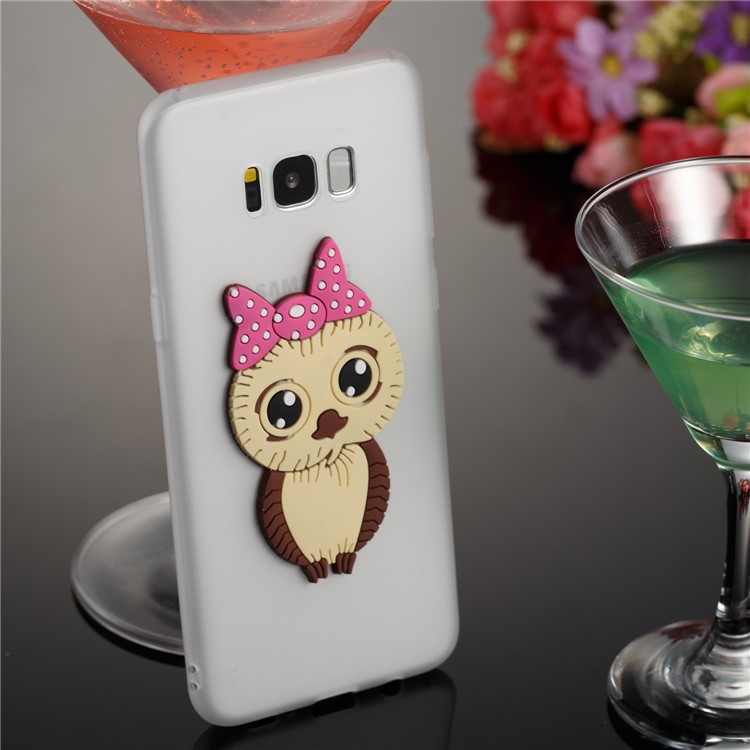 Cute 3D Female Owl TPU Soft Phone Cover for Samsung Galaxy S8+ SM-G955 - White-4