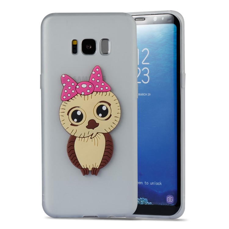 Cute 3D Female Owl TPU Soft Phone Cover for Samsung Galaxy S8+ SM-G955 - White-5