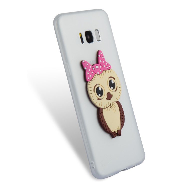Cute 3D Female Owl TPU Soft Phone Cover for Samsung Galaxy S8+ SM-G955 - White-6