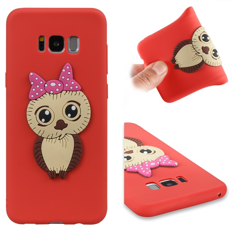 Cute 3D Female Owl TPU Soft Phone Shell for Samsung Galaxy S8+ SM-G955 - Red-1