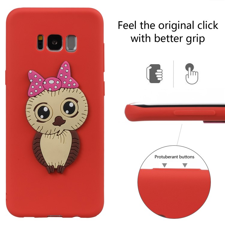 Cute 3D Female Owl TPU Soft Phone Shell for Samsung Galaxy S8+ SM-G955 - Red-3