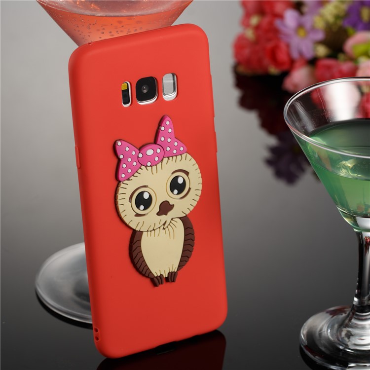Cute 3D Female Owl TPU Soft Phone Shell for Samsung Galaxy S8+ SM-G955 - Red-4