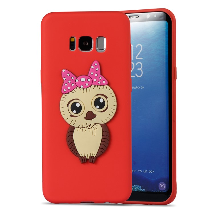 Cute 3D Female Owl TPU Soft Phone Shell for Samsung Galaxy S8+ SM-G955 - Red-5