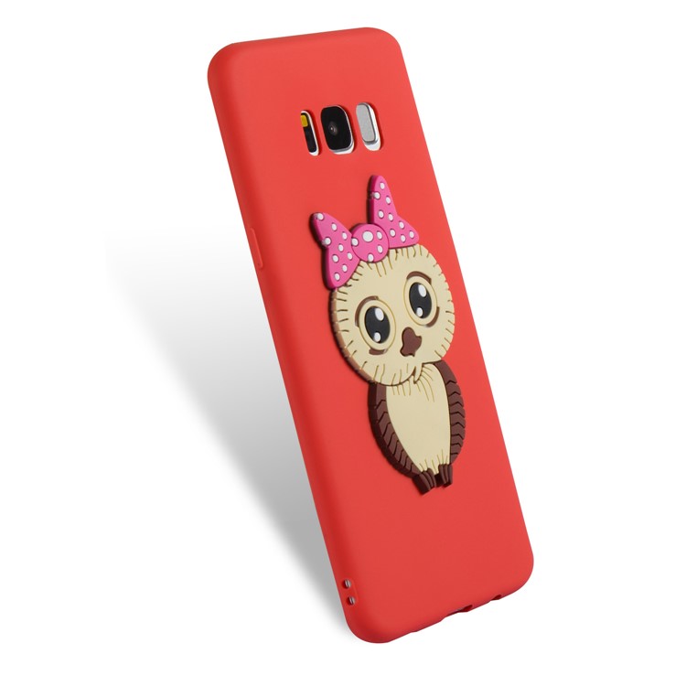 Cute 3D Female Owl TPU Soft Phone Shell for Samsung Galaxy S8+ SM-G955 - Red-6