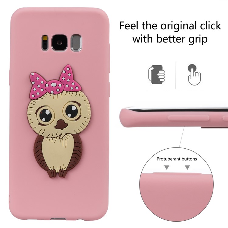 Cute 3D Female Owl TPU Soft Phone Casing for Samsung Galaxy S8 Plus SM-G955 - Pink-3