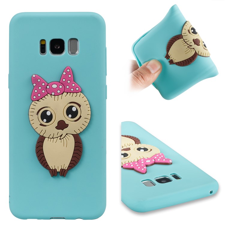 Cute 3D Female Owl TPU Soft Mobile Phone Case for Samsung Galaxy S8+ SM-G955 - Baby Blue-1
