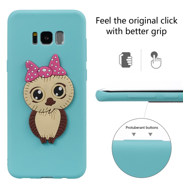 Cute 3D Female Owl TPU Soft Mobile Phone Case for Samsung Galaxy S8+ SM-G955 - Baby Blue-3