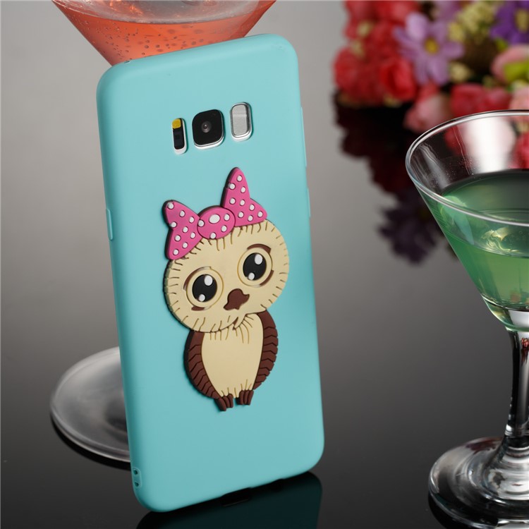 Cute 3D Female Owl TPU Soft Mobile Phone Case for Samsung Galaxy S8+ SM-G955 - Baby Blue-4
