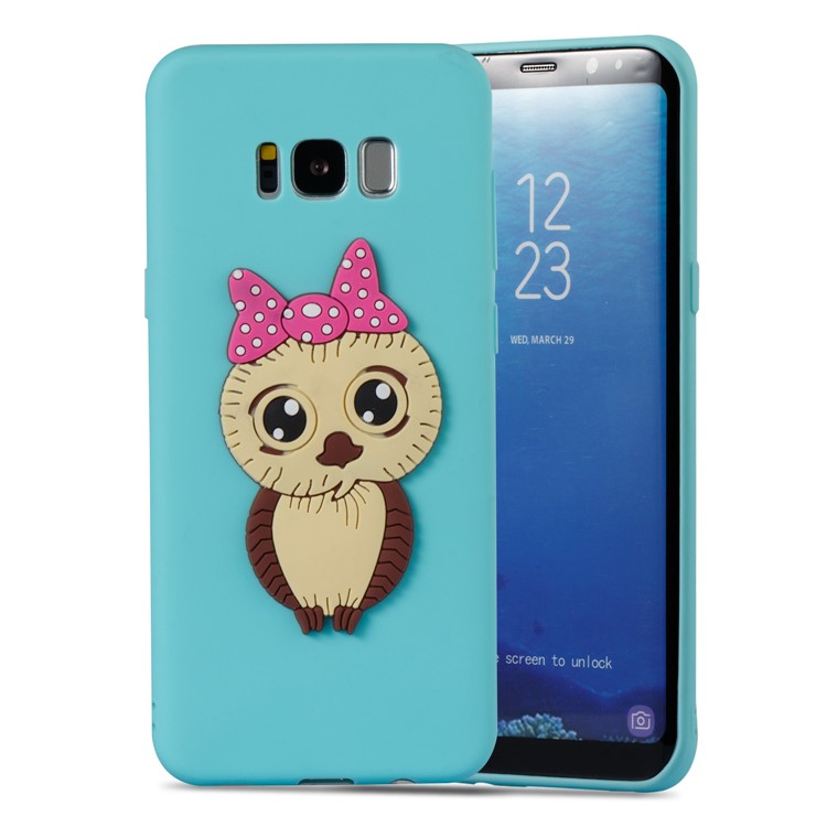 Cute 3D Female Owl TPU Soft Mobile Phone Case for Samsung Galaxy S8+ SM-G955 - Baby Blue-5