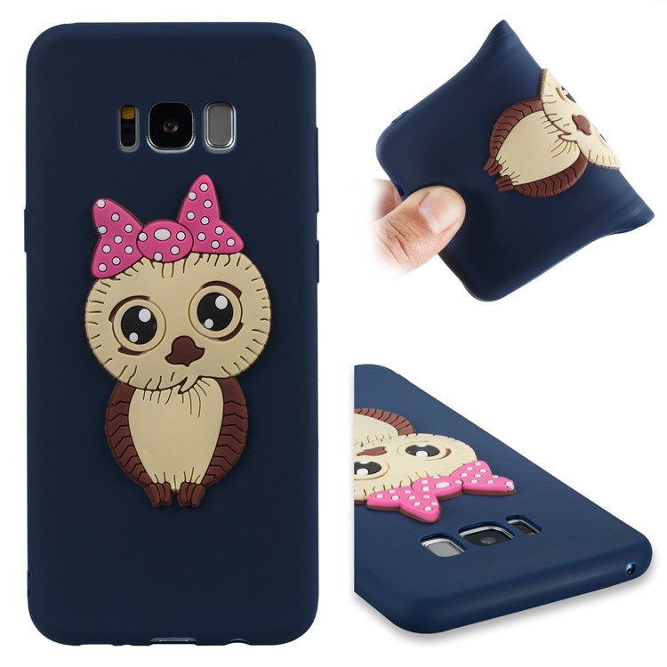 Cute 3D Female Owl TPU Soft Cell Phone Case for Samsung Galaxy S8+ SM-G955 - Dark Blue-1