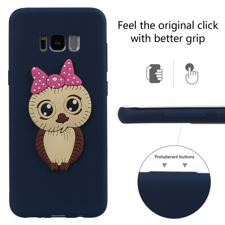 Cute 3D Female Owl TPU Soft Cell Phone Case for Samsung Galaxy S8+ SM-G955 - Dark Blue-3