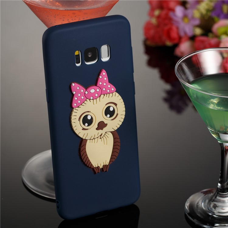 Cute 3D Female Owl TPU Soft Cell Phone Case for Samsung Galaxy S8+ SM-G955 - Dark Blue-4