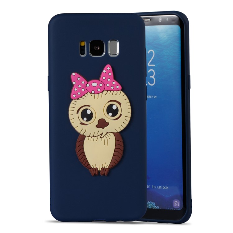 Cute 3D Female Owl TPU Soft Cell Phone Case for Samsung Galaxy S8+ SM-G955 - Dark Blue-5