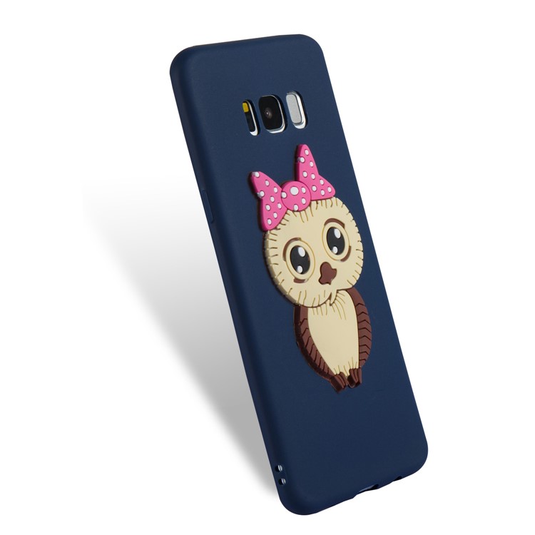 Cute 3D Female Owl TPU Soft Cell Phone Case for Samsung Galaxy S8+ SM-G955 - Dark Blue-6