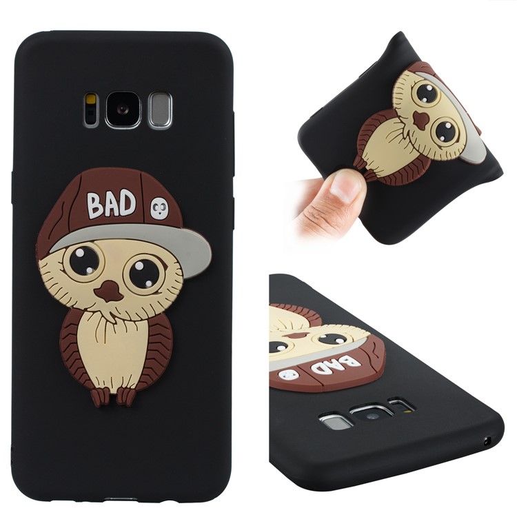 Cute 3D Male Owl TPU Soft Phone Case for Samsung Galaxy S8 Plus SM-G955 - Black-1