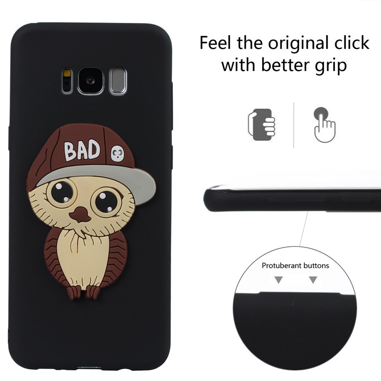 Cute 3D Male Owl TPU Soft Phone Case for Samsung Galaxy S8 Plus SM-G955 - Black-3