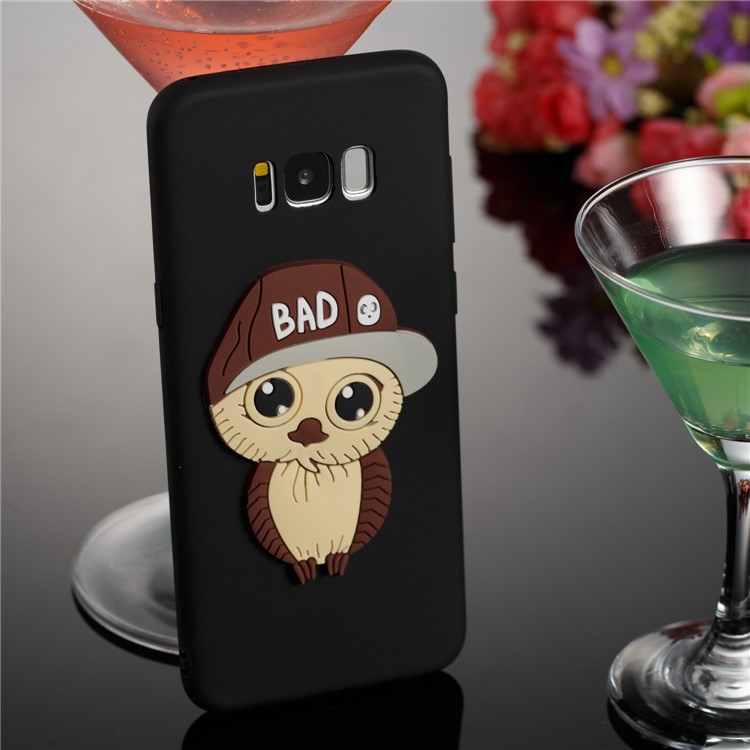 Cute 3D Male Owl TPU Soft Phone Case for Samsung Galaxy S8 Plus SM-G955 - Black-4