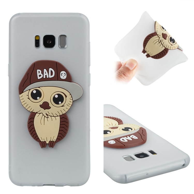 Cute 3D Male Owl TPU Soft Phone Cover for Samsung Galaxy S8 Plus SM-G955 - White-1