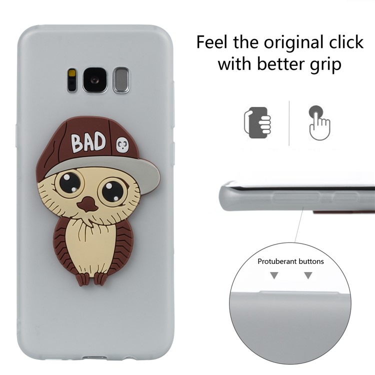 Cute 3D Male Owl TPU Soft Phone Cover for Samsung Galaxy S8 Plus SM-G955 - White-3