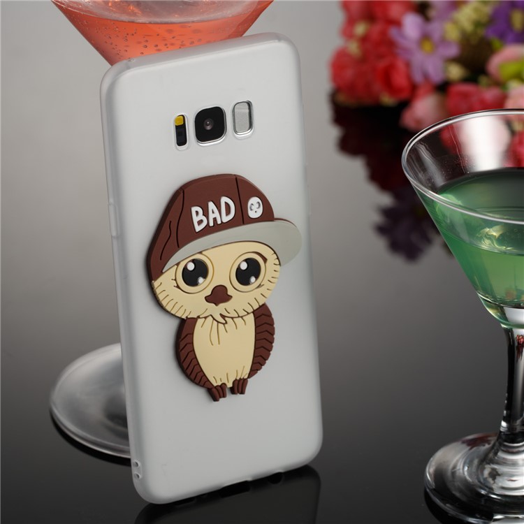 Cute 3D Male Owl TPU Soft Phone Cover for Samsung Galaxy S8 Plus SM-G955 - White-4