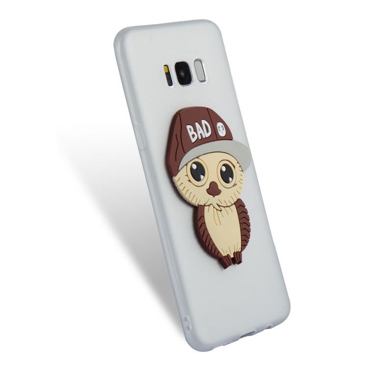 Cute 3D Male Owl TPU Soft Phone Cover for Samsung Galaxy S8 Plus SM-G955 - White-6