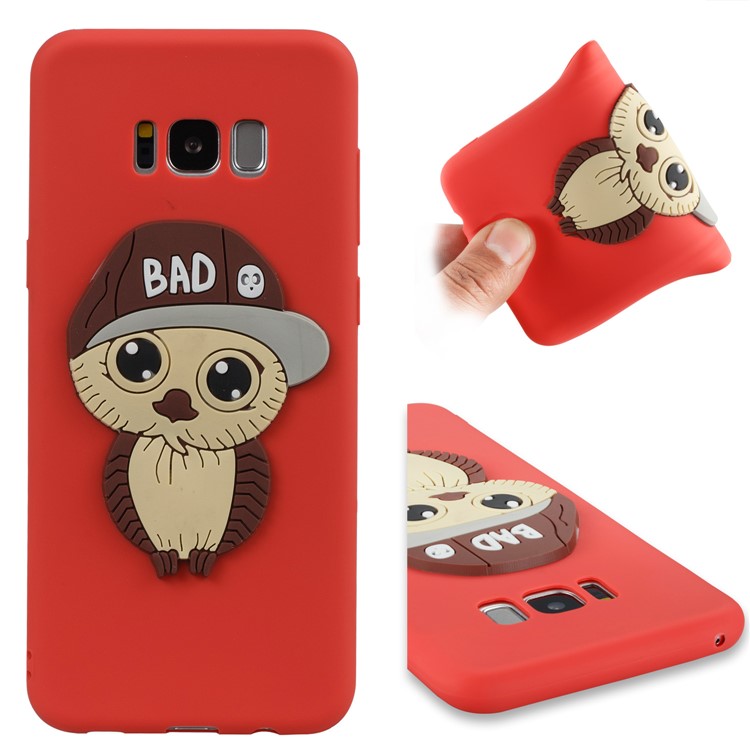 Cute 3D Male Owl TPU Soft Phone Shell for Samsung Galaxy S8+ SM-G955 - Red-1