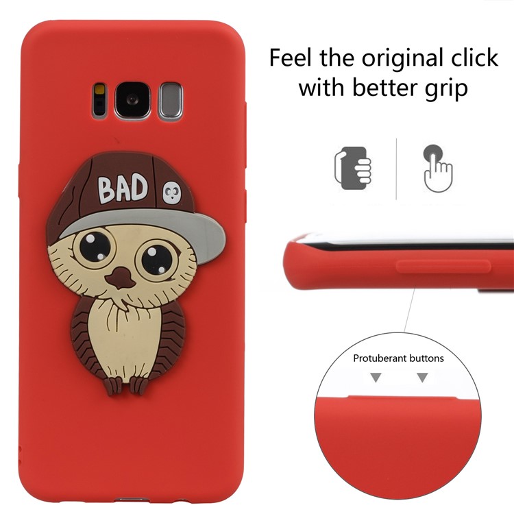 Cute 3D Male Owl TPU Soft Phone Shell for Samsung Galaxy S8+ SM-G955 - Red-3