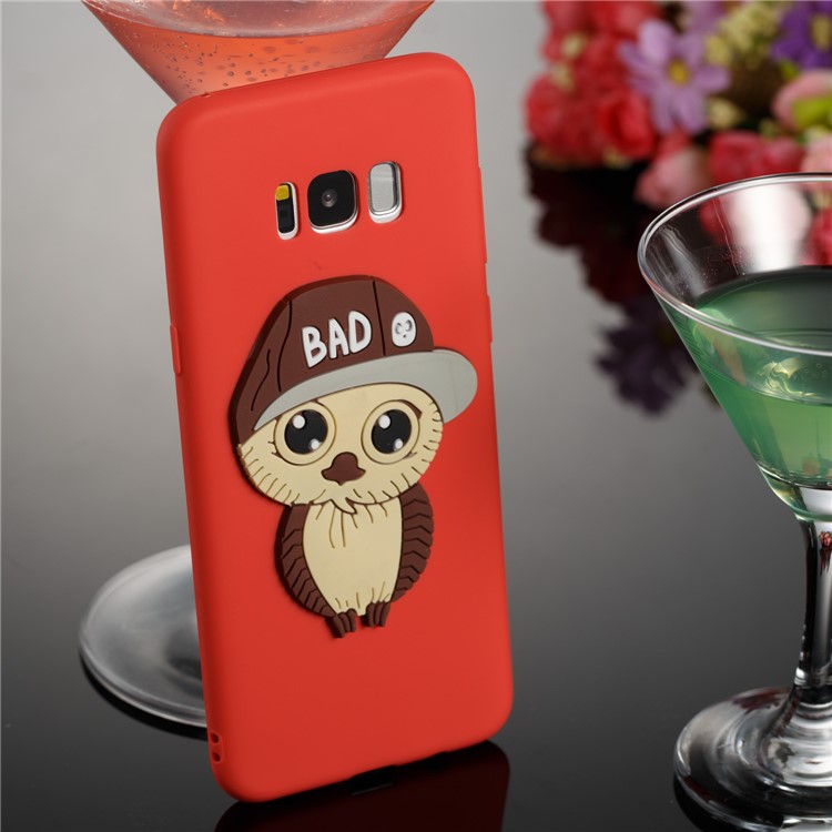 Cute 3D Male Owl TPU Soft Phone Shell for Samsung Galaxy S8+ SM-G955 - Red-4