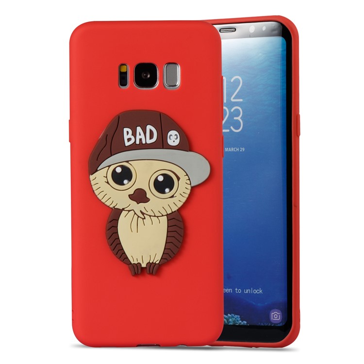 Cute 3D Male Owl TPU Soft Phone Shell for Samsung Galaxy S8+ SM-G955 - Red-5