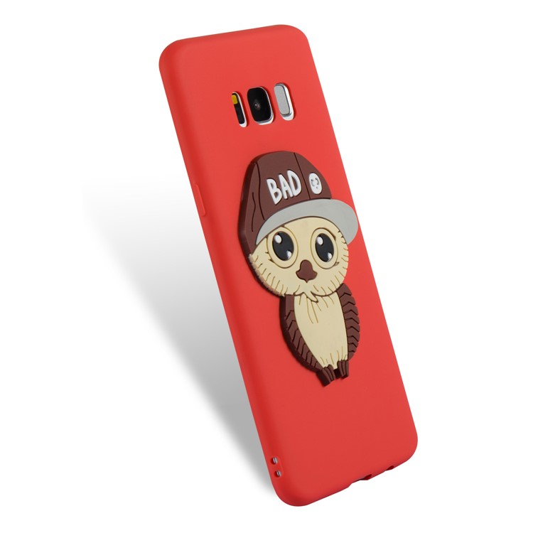 Cute 3D Male Owl TPU Soft Phone Shell for Samsung Galaxy S8+ SM-G955 - Red-6