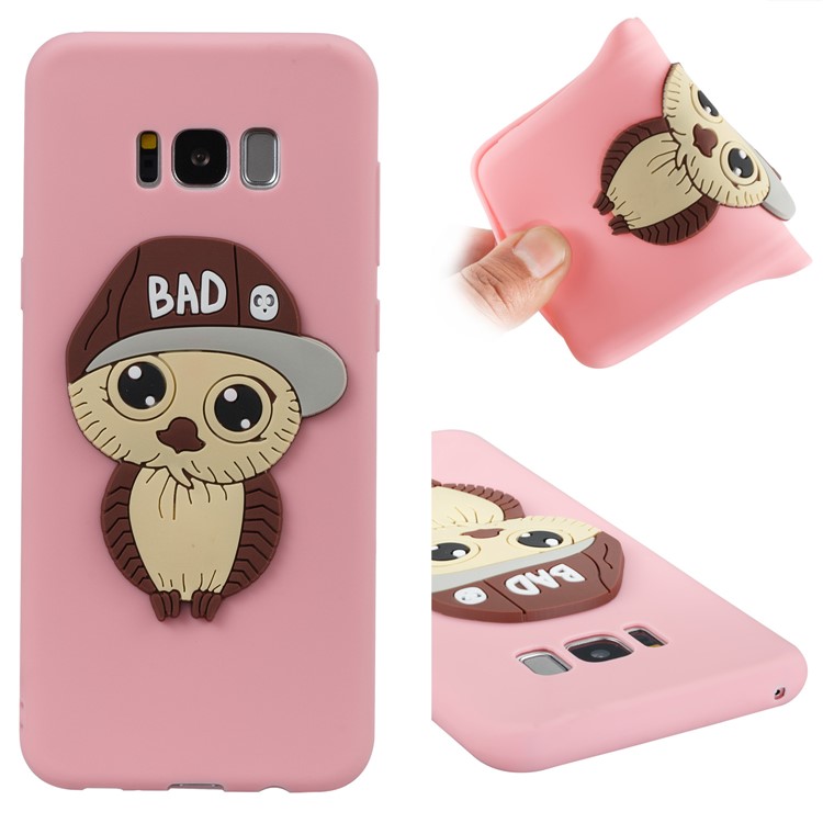 Cute 3D Male Owl TPU Soft Phone Casing for Samsung Galaxy S8 Plus SM-G955 - Pink-1