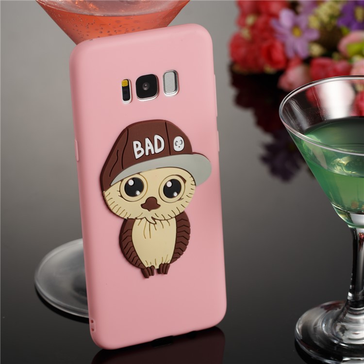 Cute 3D Male Owl TPU Soft Phone Casing for Samsung Galaxy S8 Plus SM-G955 - Pink-4