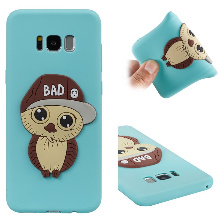 Cute 3D Male Owl TPU Soft Mobile Phone Case for Samsung Galaxy S8+ SM-G955 - Baby Blue-1